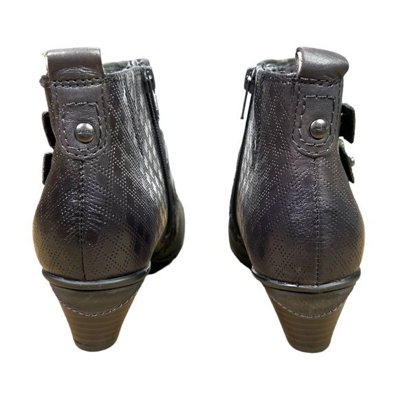 Earth Brands Footwear Multi-Strap Emerald Gray Leather Ankle Boots - Size 6 - Picture 6 of 10